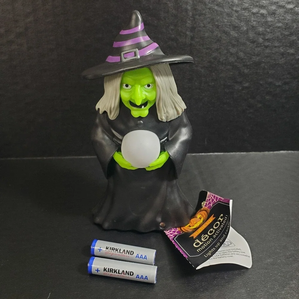 Halloween Witch Cackling Light Up Flash Motion Sensor Plastic Blow Mold 6